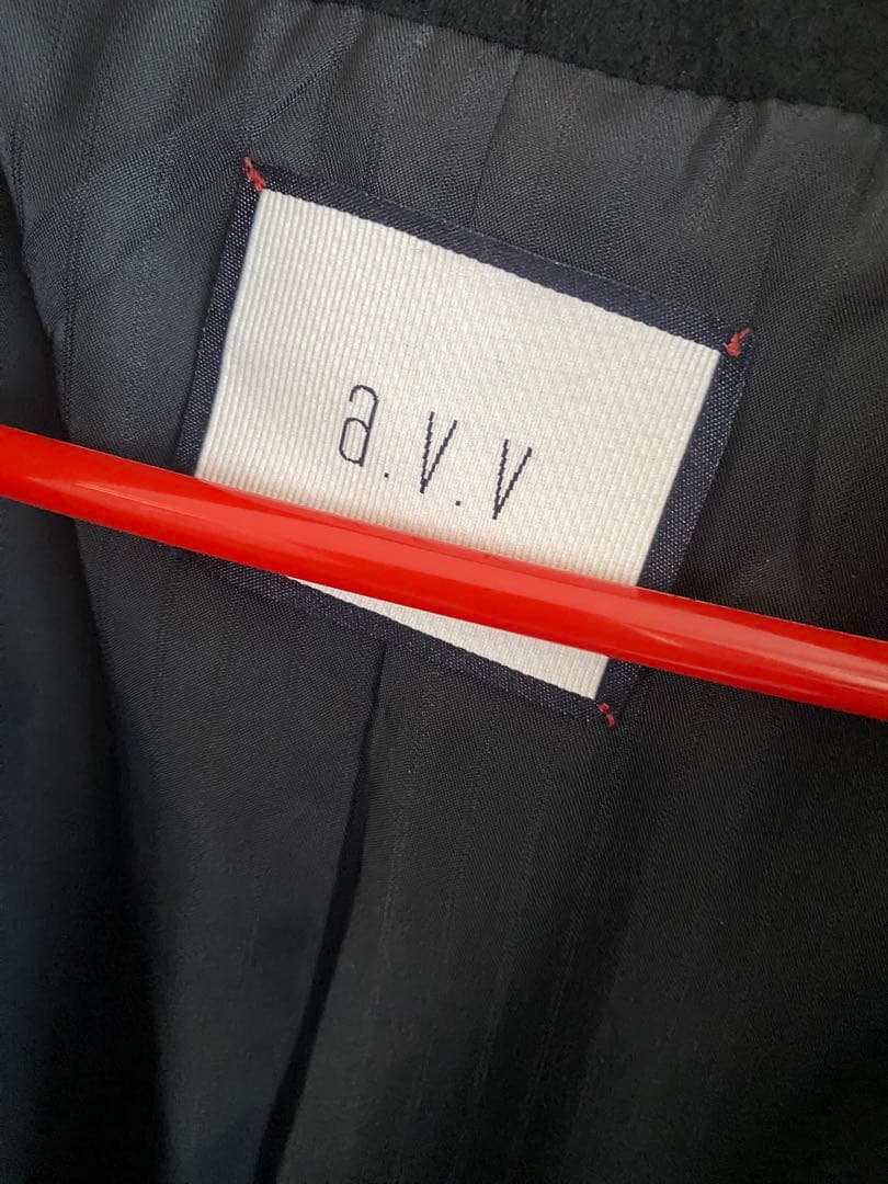 a.v.v 2way折り返しラペルグロングコートカシミヤ混 ブラック XL