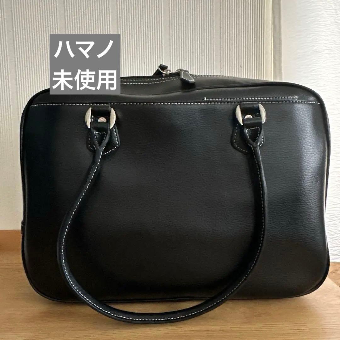 専用です❣️新品未使用　ハマノ　オールレザー　クアドラ　ボストンバッグ　ブラック