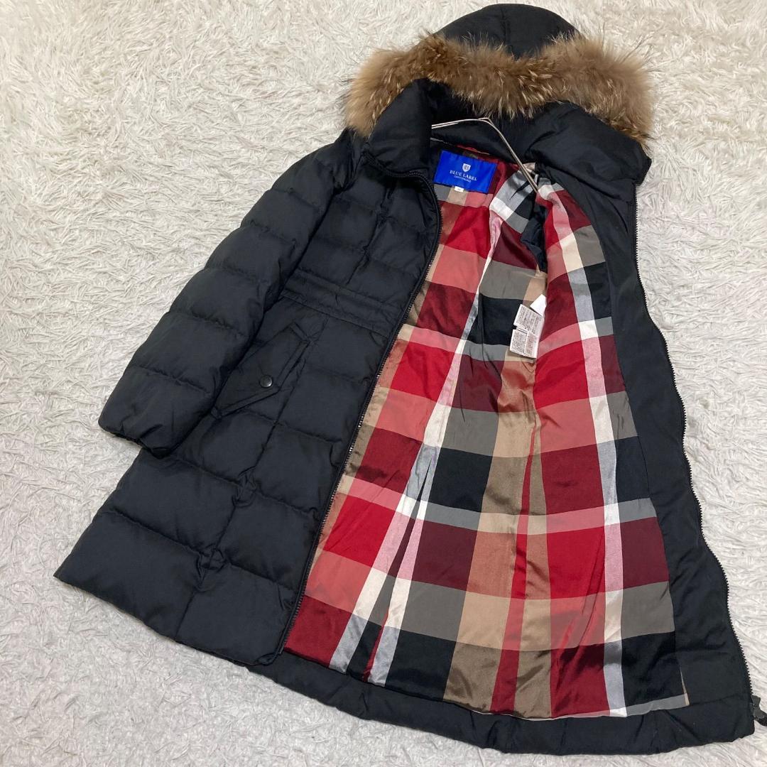 17159✨ブルーレーベルクレストブリッジ M ファー チェック ダウンコート