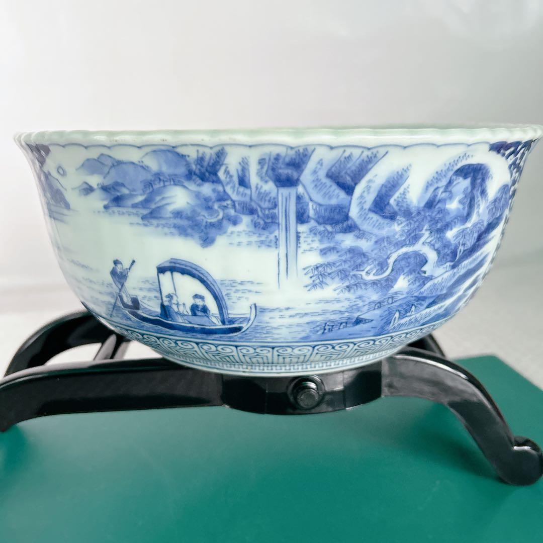 江戸時代後期　古伊万里　染付　『赤壁の賦』永楽年製銘　漢詩　大鉢 皿 420