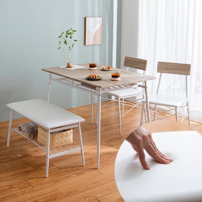 ダイニングテーブル 4点セット 幅110cm ダイニングベンチ+チェア2脚