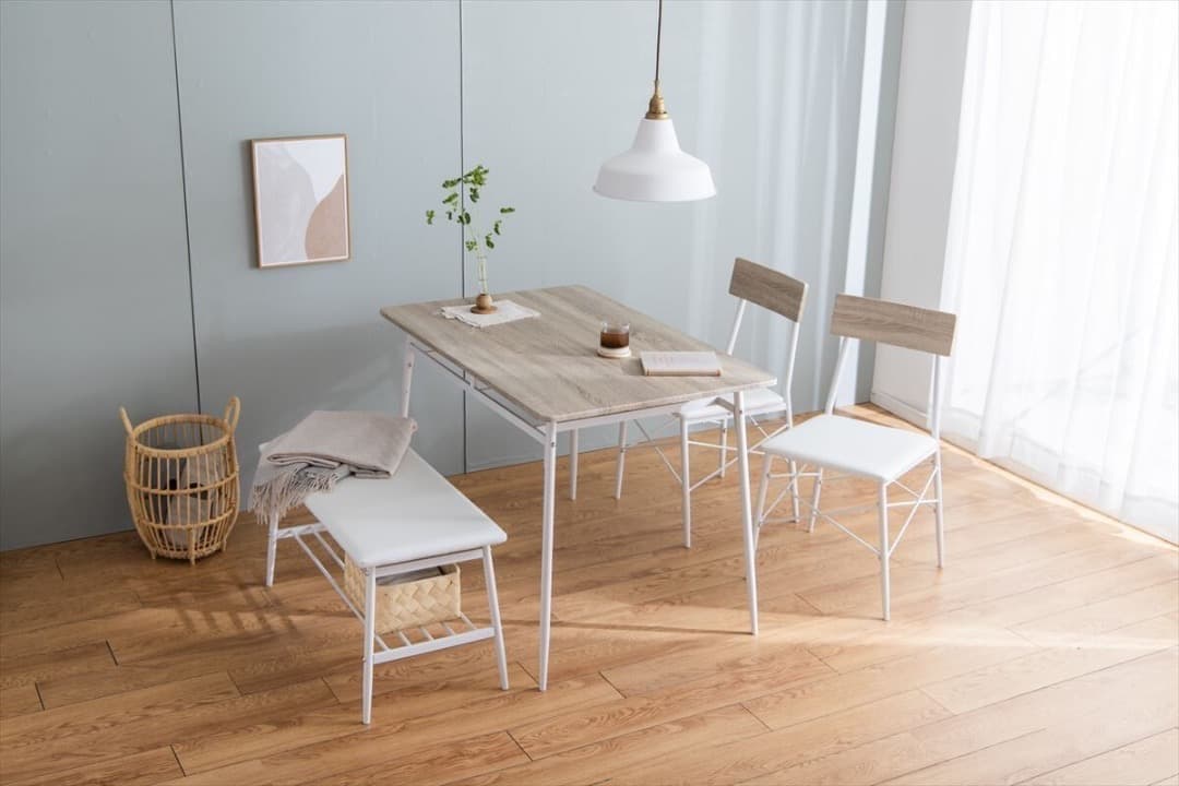 ダイニングテーブル 4点セット 幅110cm ダイニングベンチ+チェア2脚