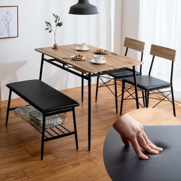 ダイニングテーブル 4点セット 幅110cm ダイニングベンチ+チェア2脚