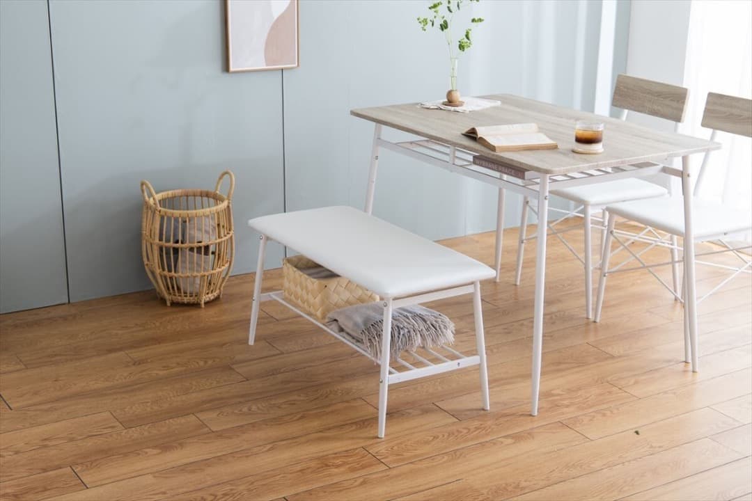 ダイニングテーブル 4点セット 幅110cm ダイニングベンチ+チェア2脚