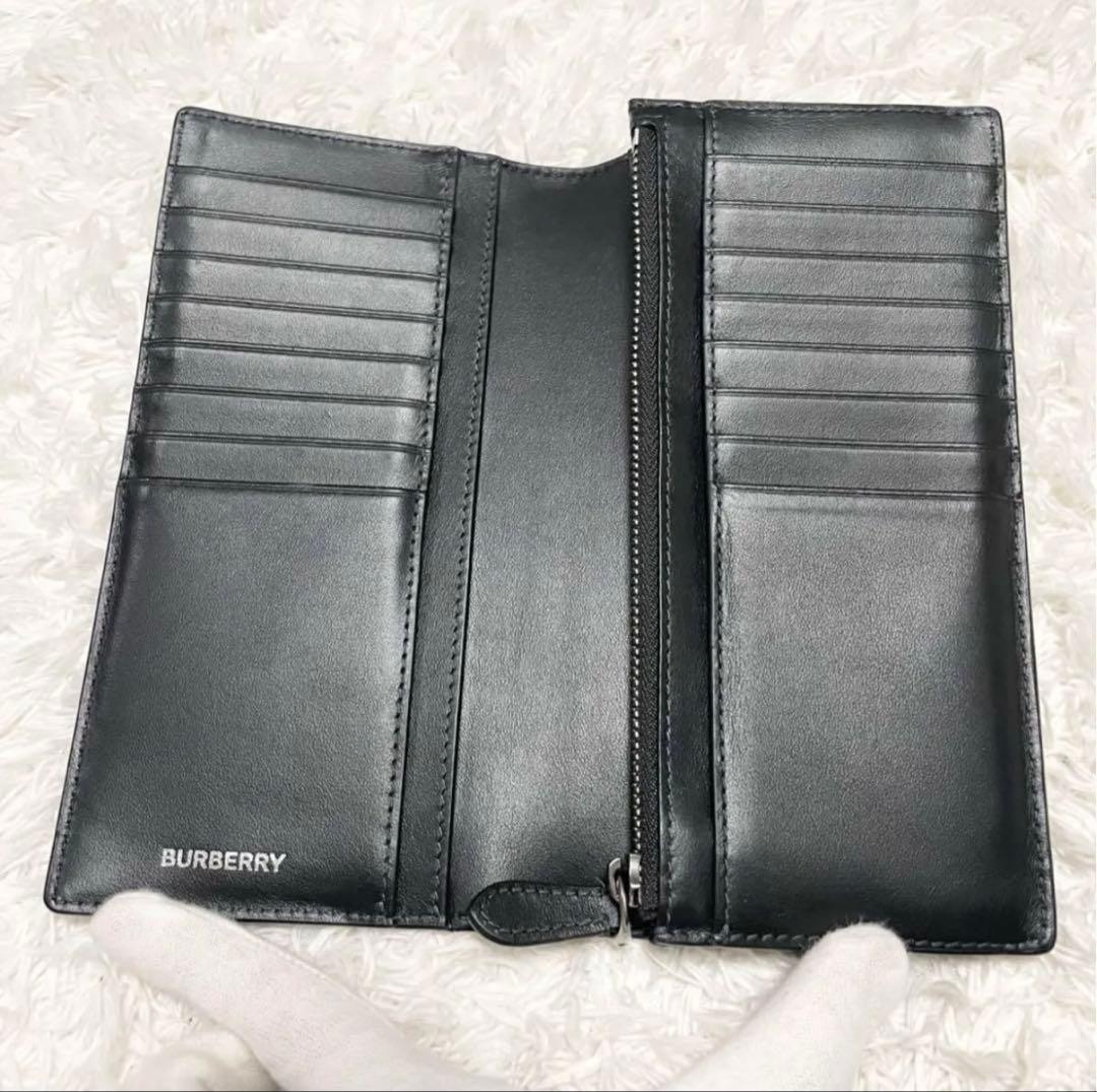 【現行】BURBERRY バーバリー　チャコールチェック　レザー コンチネンタル