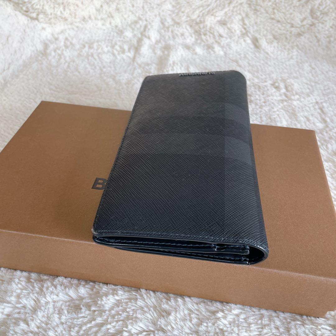 【現行】BURBERRY バーバリー　チャコールチェック　レザー コンチネンタル