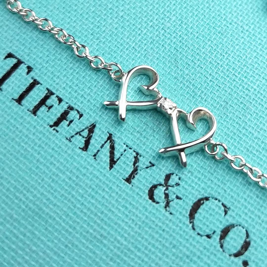 ●SALE【ティファニー】ダブル　ラビングハート　ダイヤ　ブレスレット　2462