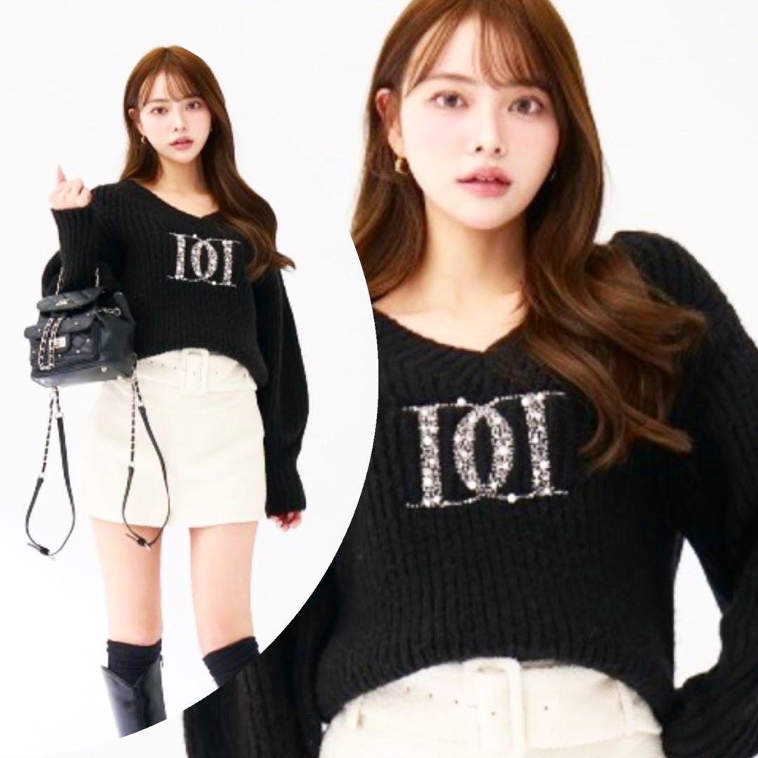 新品未開封 ダーリッチ　ファンシービーズDDロゴボリュームニットトップス