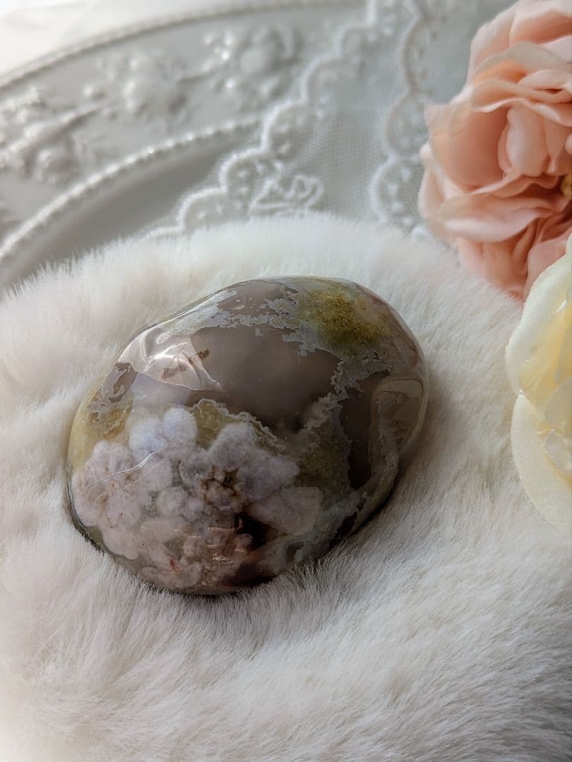 希少　レアカラー　♡桜瑪瑙♡　ぷっくり　パーム　黄色　イエロー