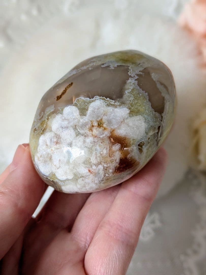 希少　レアカラー　♡桜瑪瑙♡　ぷっくり　パーム　黄色　イエロー