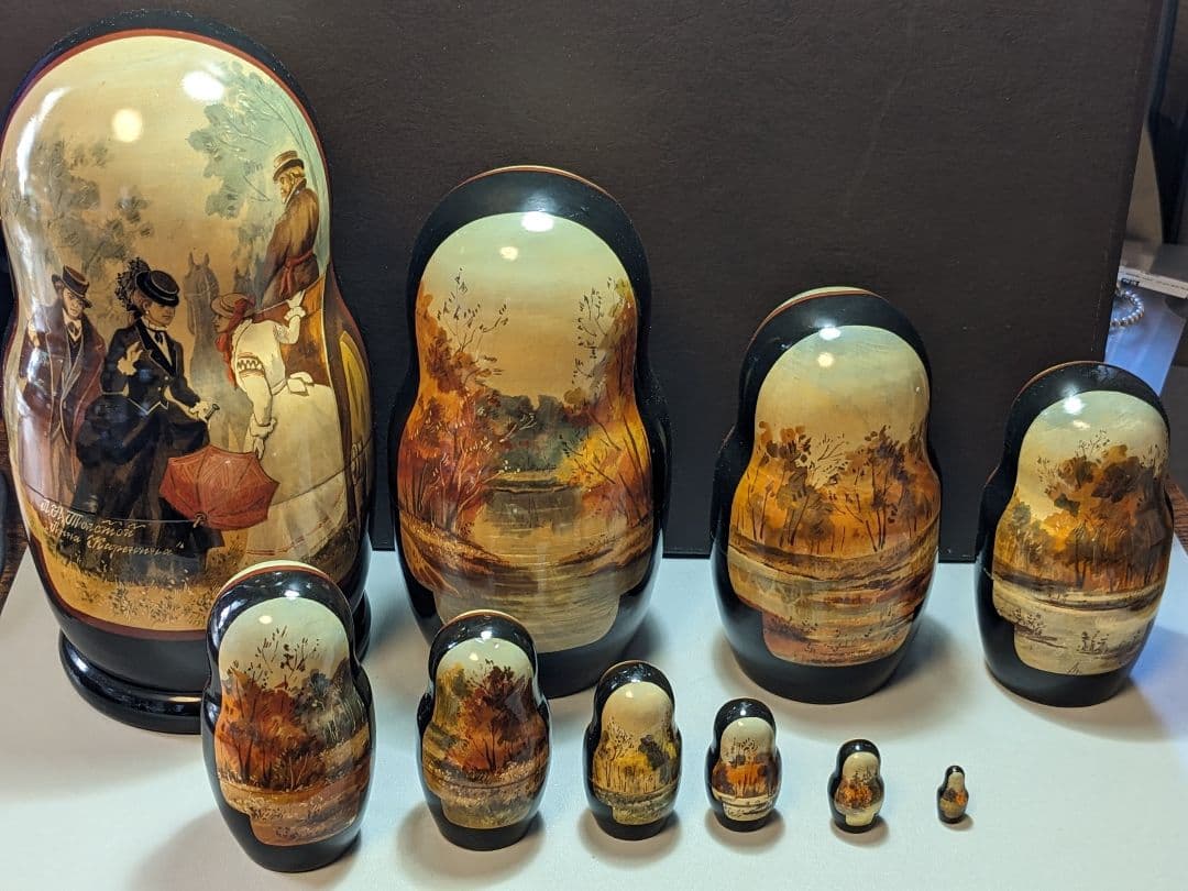 マトリョーシカ　人形　トルストイ　アンナ　カレーニナ　手描き　ロシア　1998