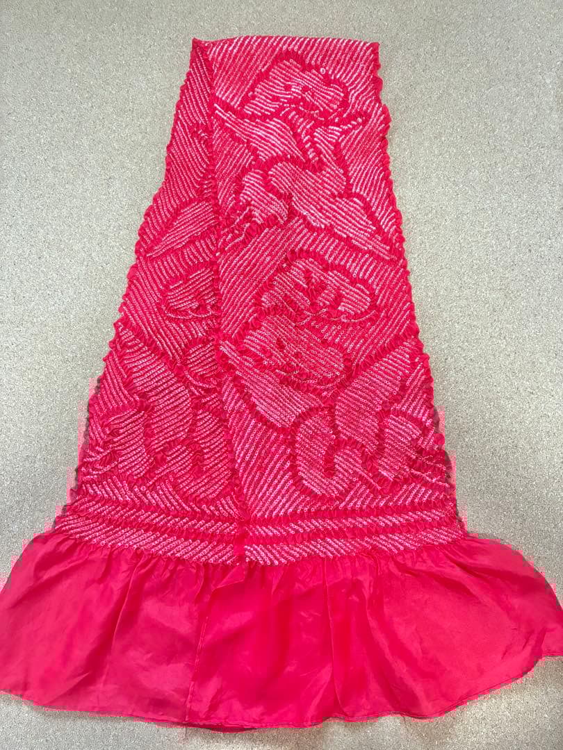 七五三 七歳女の子 着物 紫 総絞り　刺繍入り 着物セット