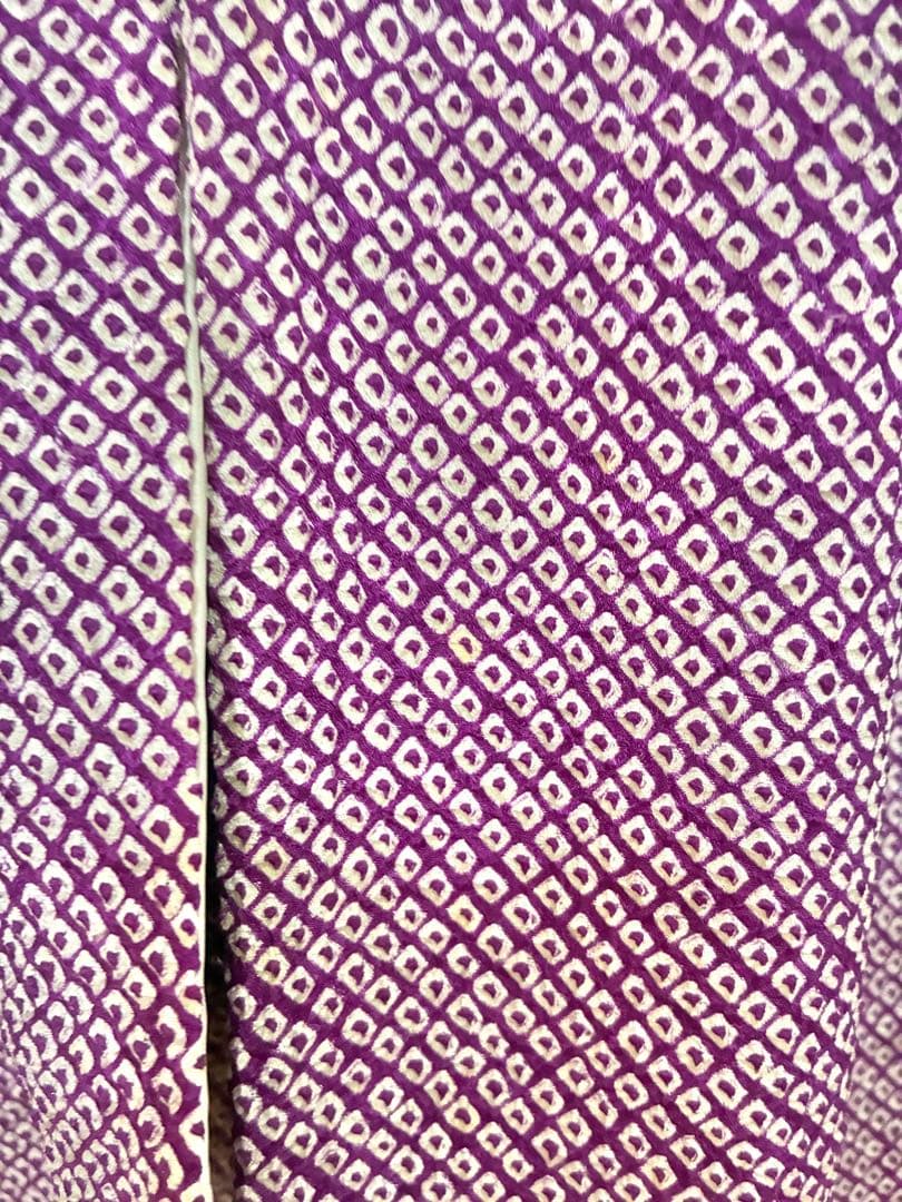 七五三 七歳女の子 着物 紫 総絞り　刺繍入り 着物セット