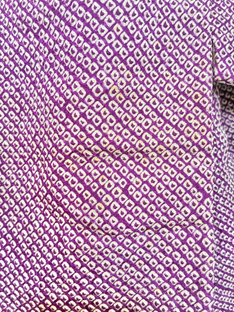 七五三 七歳女の子 着物 紫 総絞り　刺繍入り 着物セット