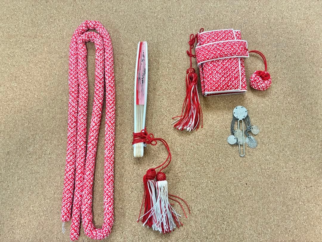 七五三 七歳女の子 着物 紫 総絞り　刺繍入り 着物セット