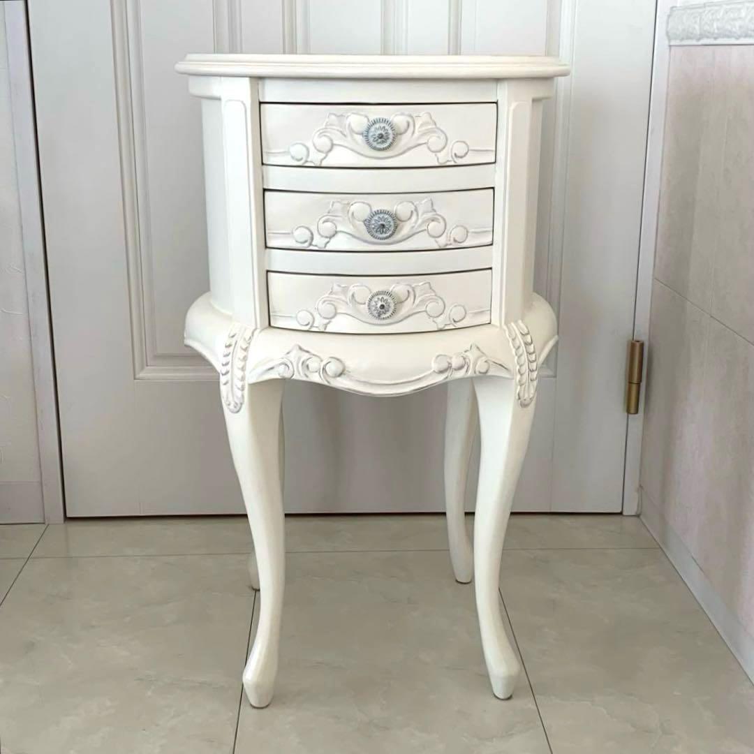 クロシオ コモ ラウンドチェスト3D アンティーク風 サイドテーブル