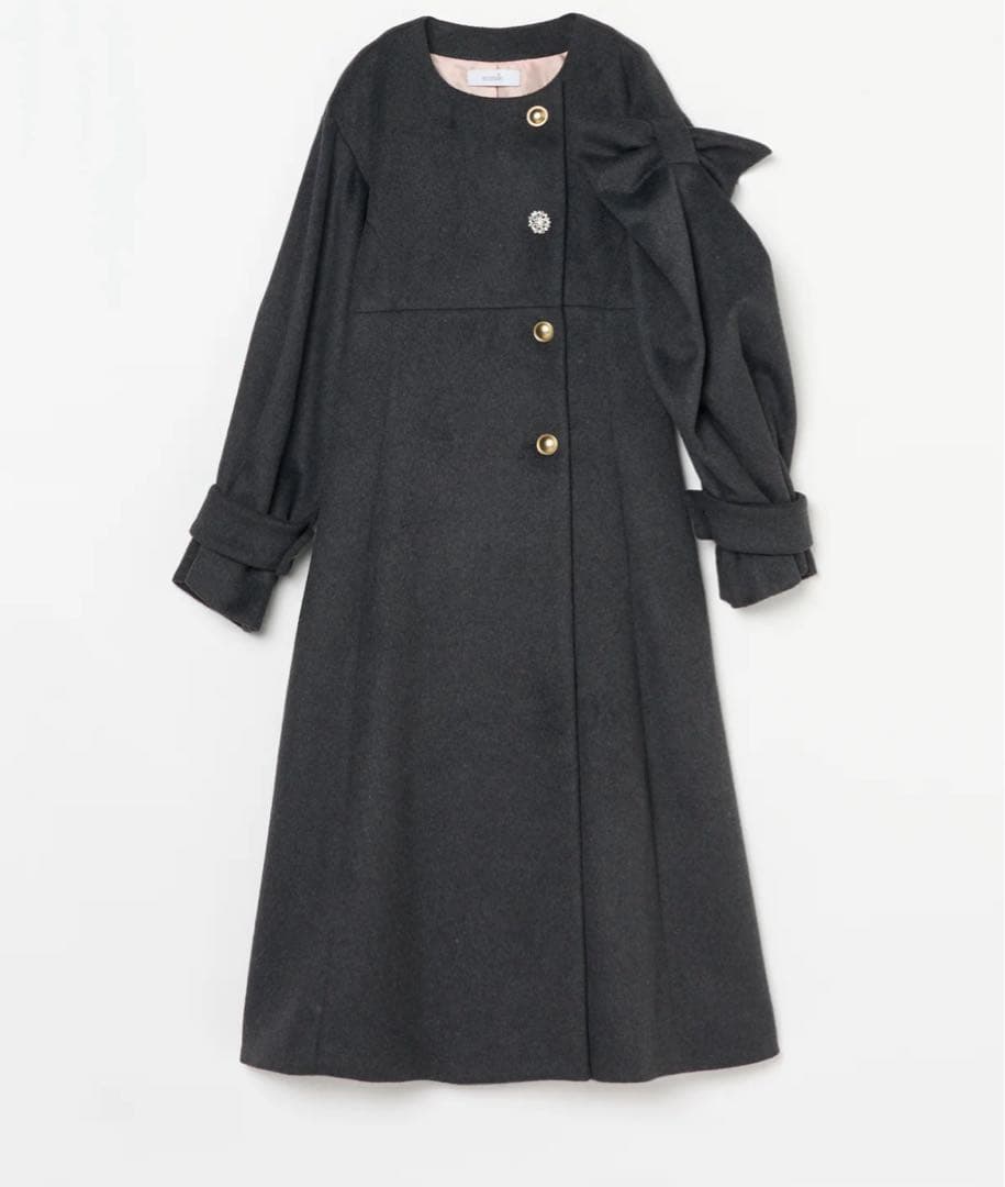 ecmile リボン コート グレー BIJOU RIBBON COAT