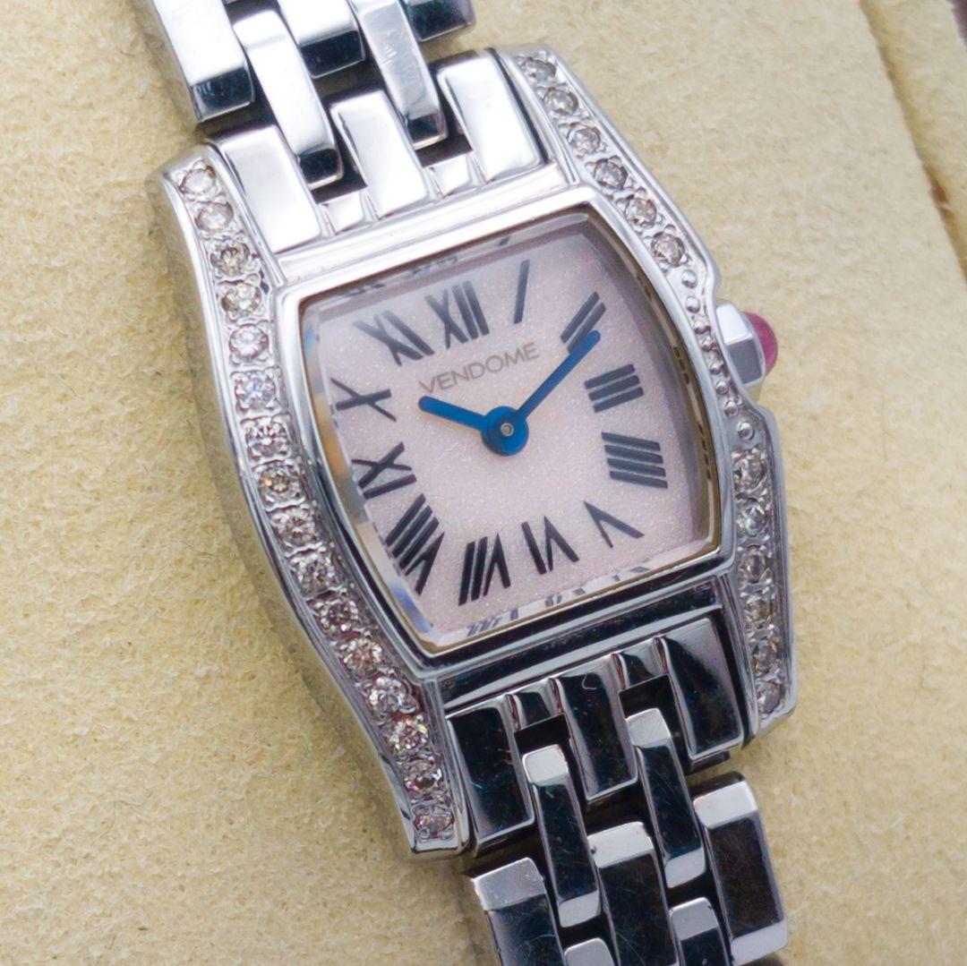【美品/希少】ヴァンドーム青山 ダイヤ スクエア 腕時計 レディース クォーツ