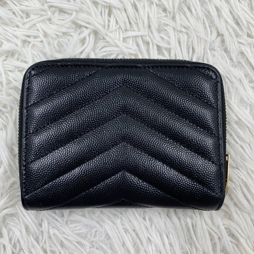 【✨極美品✨】サンローラン カサンドラ 二つ折り財布 Vステッチ ブラック