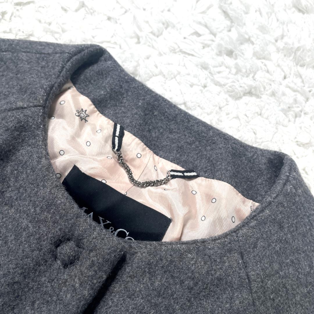 極美品✨ MAX&Co. マックスマーラ モヘヤ混 ノーカラーコート バイカラー