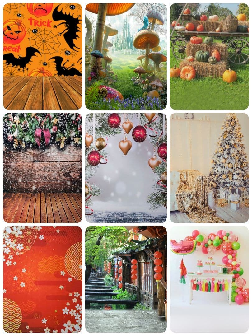 縦長　背景布×8+1　ペット撮影用ブース　トリミングチョーカー販売中　クリスマス