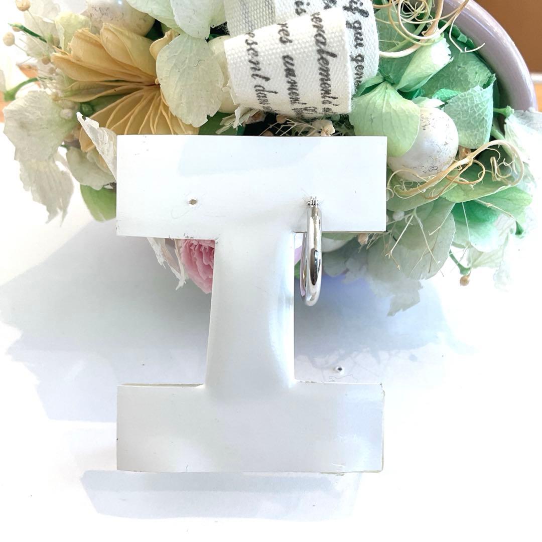 K14WG(ホワイトゴールド)パイプフープ2 × 15片方ピアス新品