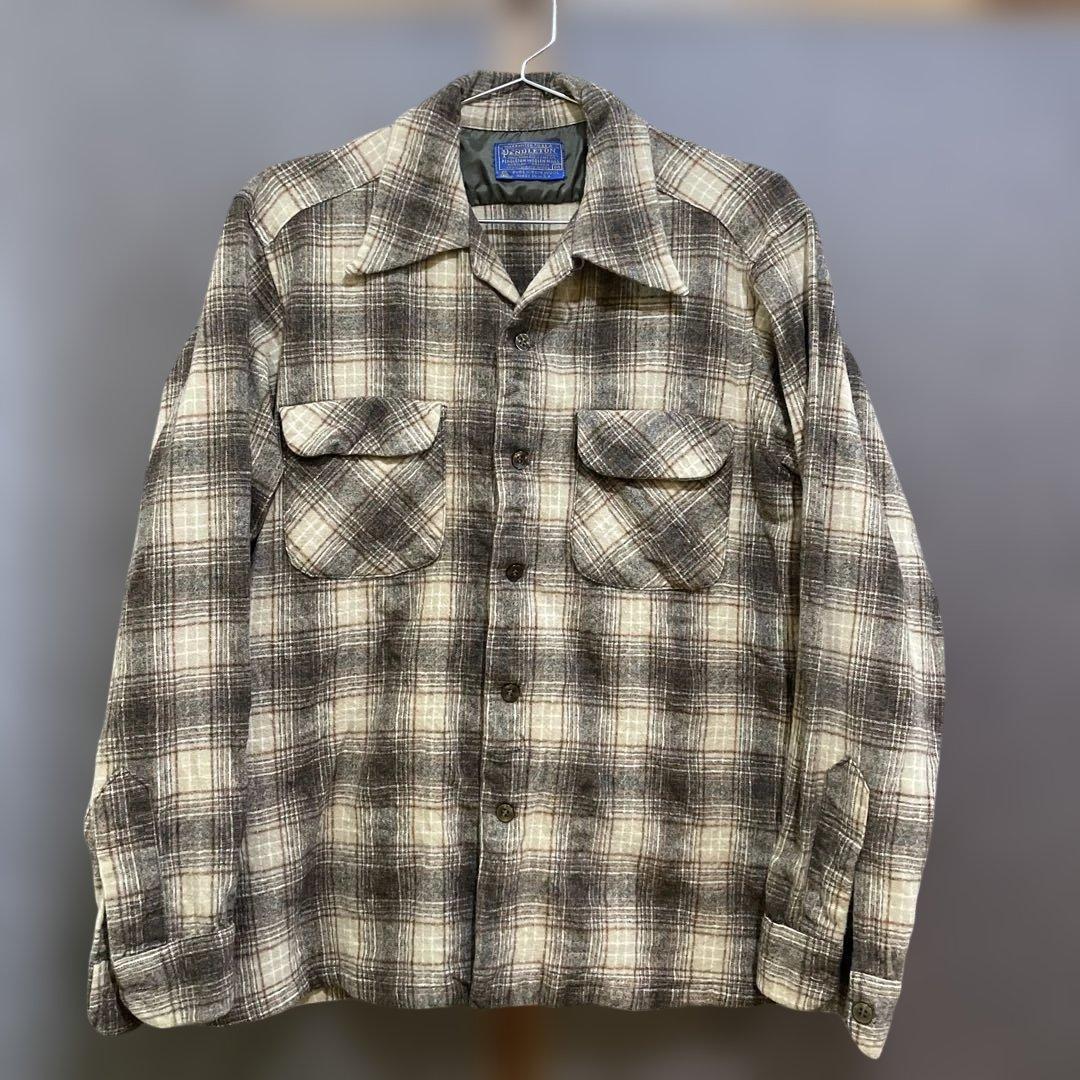 70'ペンドルトン/ウールシャツ/ボックスシルエット/USA製/ブラウン系