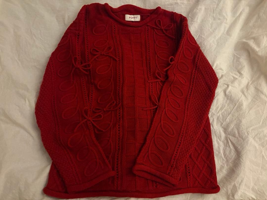 トップス Kurukuru ribbon loose knit POPPY