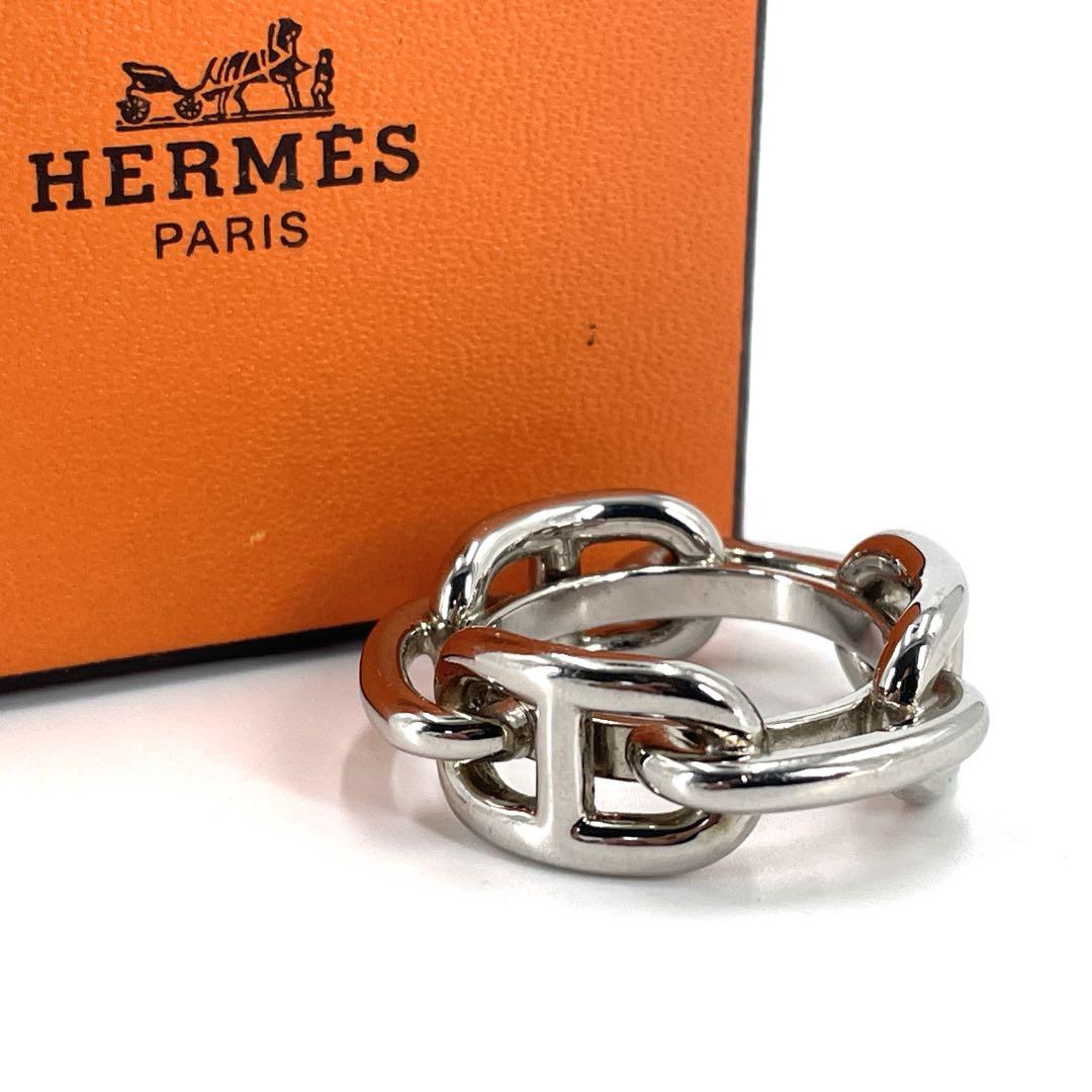 美品　HERMES エルメス　シェーヌダンクル スカーフリング シルバー