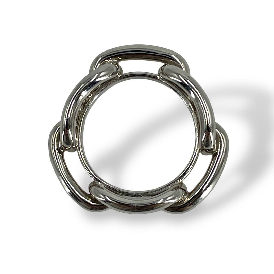 美品　HERMES エルメス　シェーヌダンクル スカーフリング シルバー