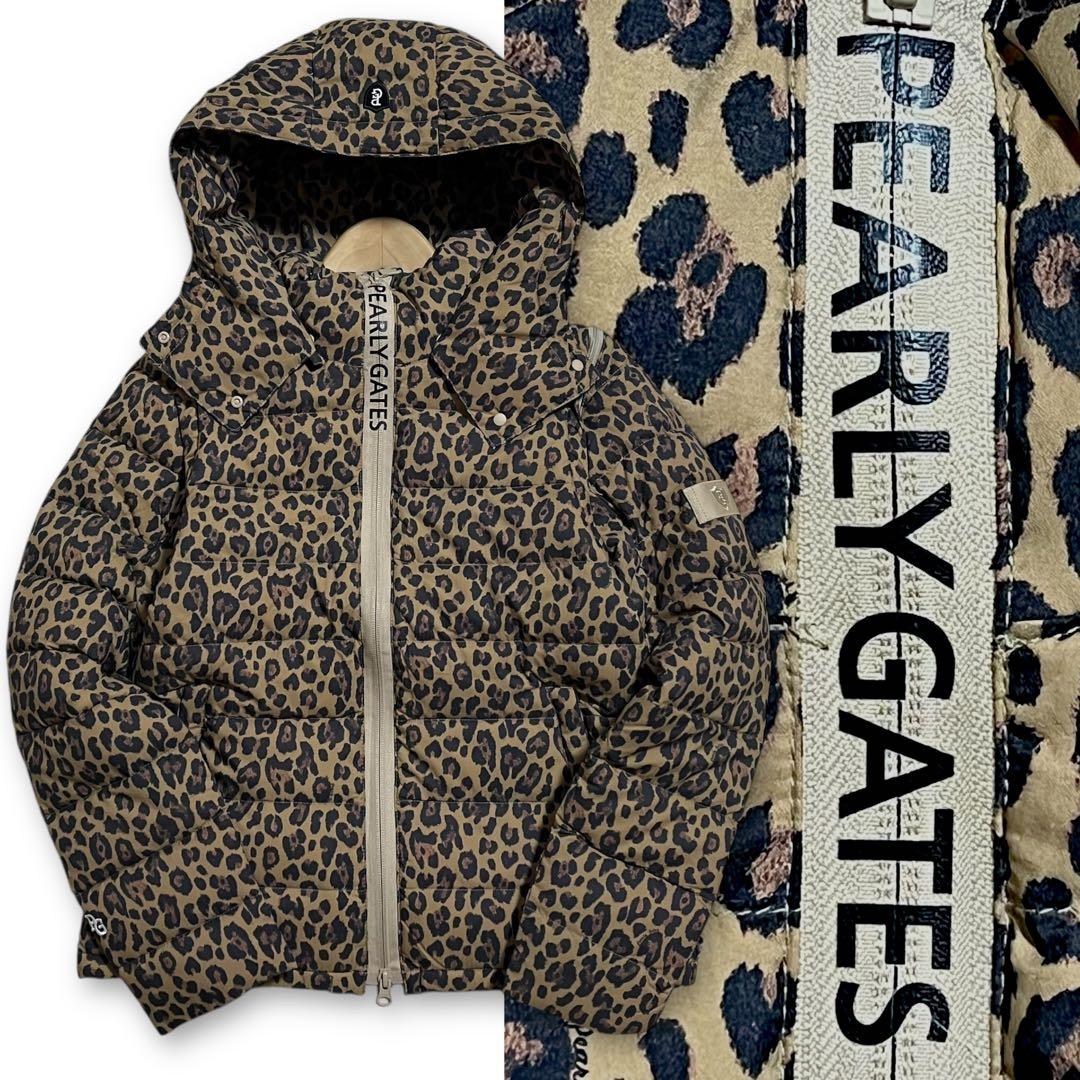 新品 パーリーゲイツ　レオパード柄 袖・フード着脱式 ダウンジャケット ゴルフ