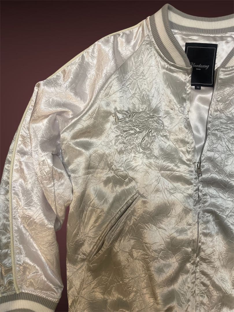 Unrelaxing スカジャン ホワイト 虎刺繍　希少
