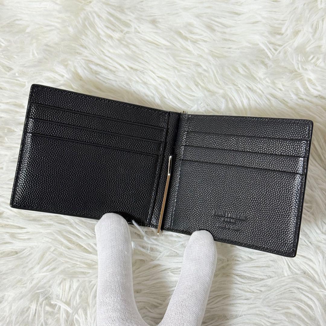 ⭐️未使用⭐️　サンローラン　マネークリップ　二つ折り財布　シルバー金具　黒