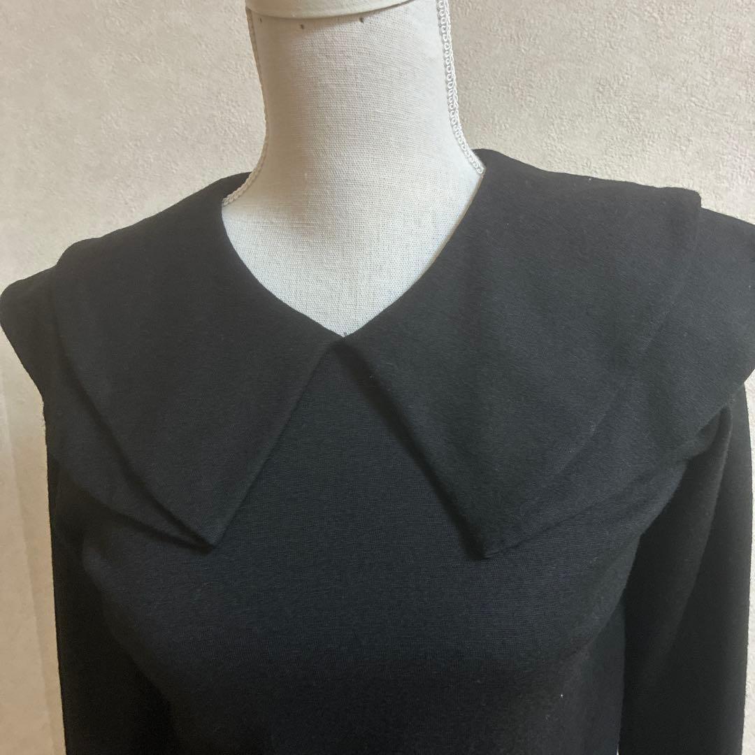 ギャルソン　 大きな襟付き黒長袖ニット