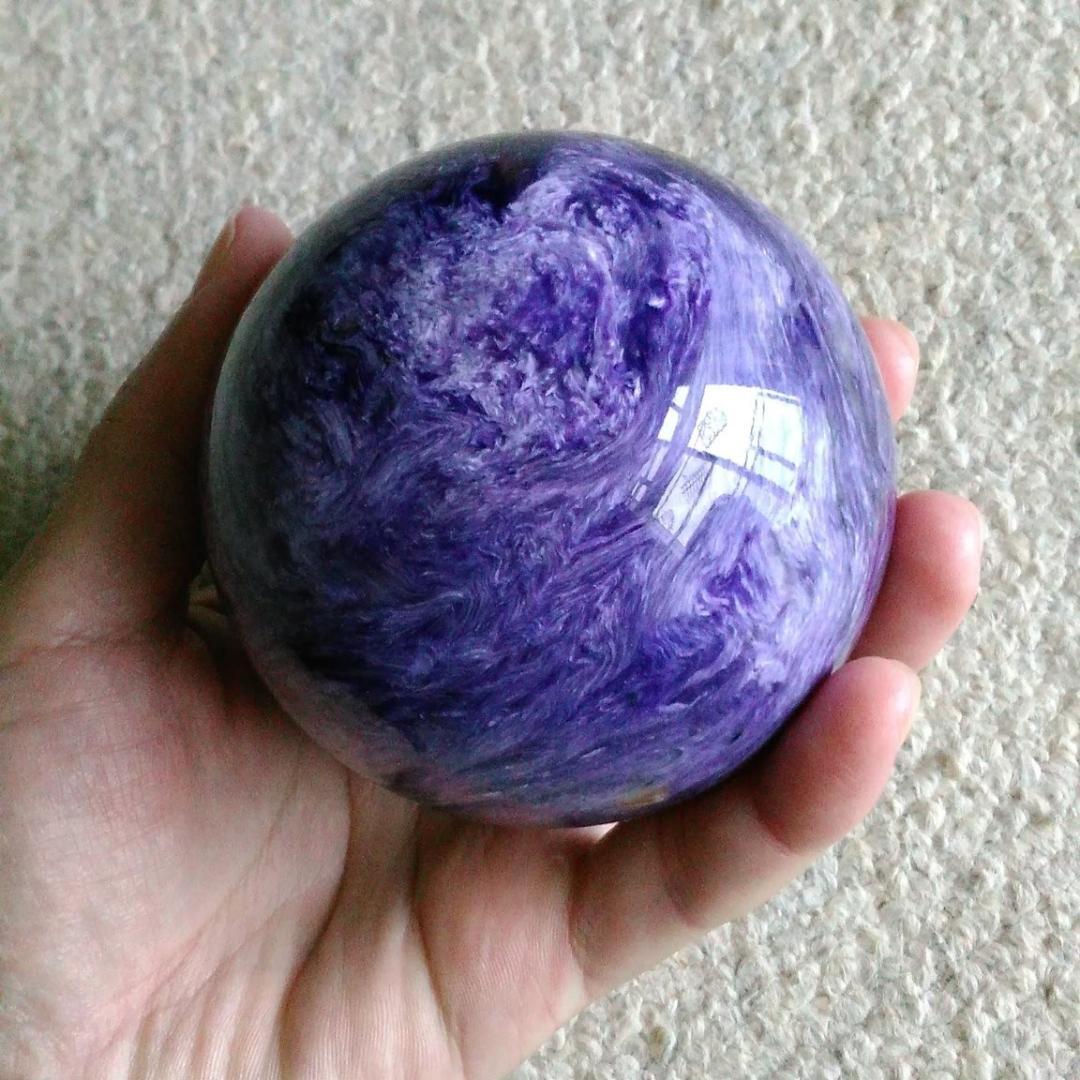 チャロアイト 丸玉 80mm 大玉 天然石 希少 専用台座付き