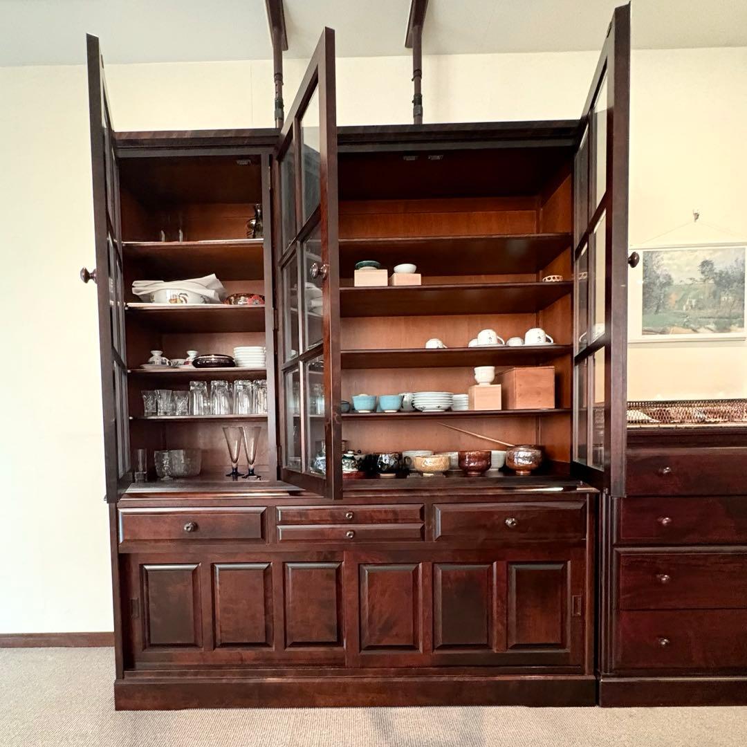 北海道民芸家具 食器棚 飛騨産業 アンティーク レトロ キッチンカウンター 茶