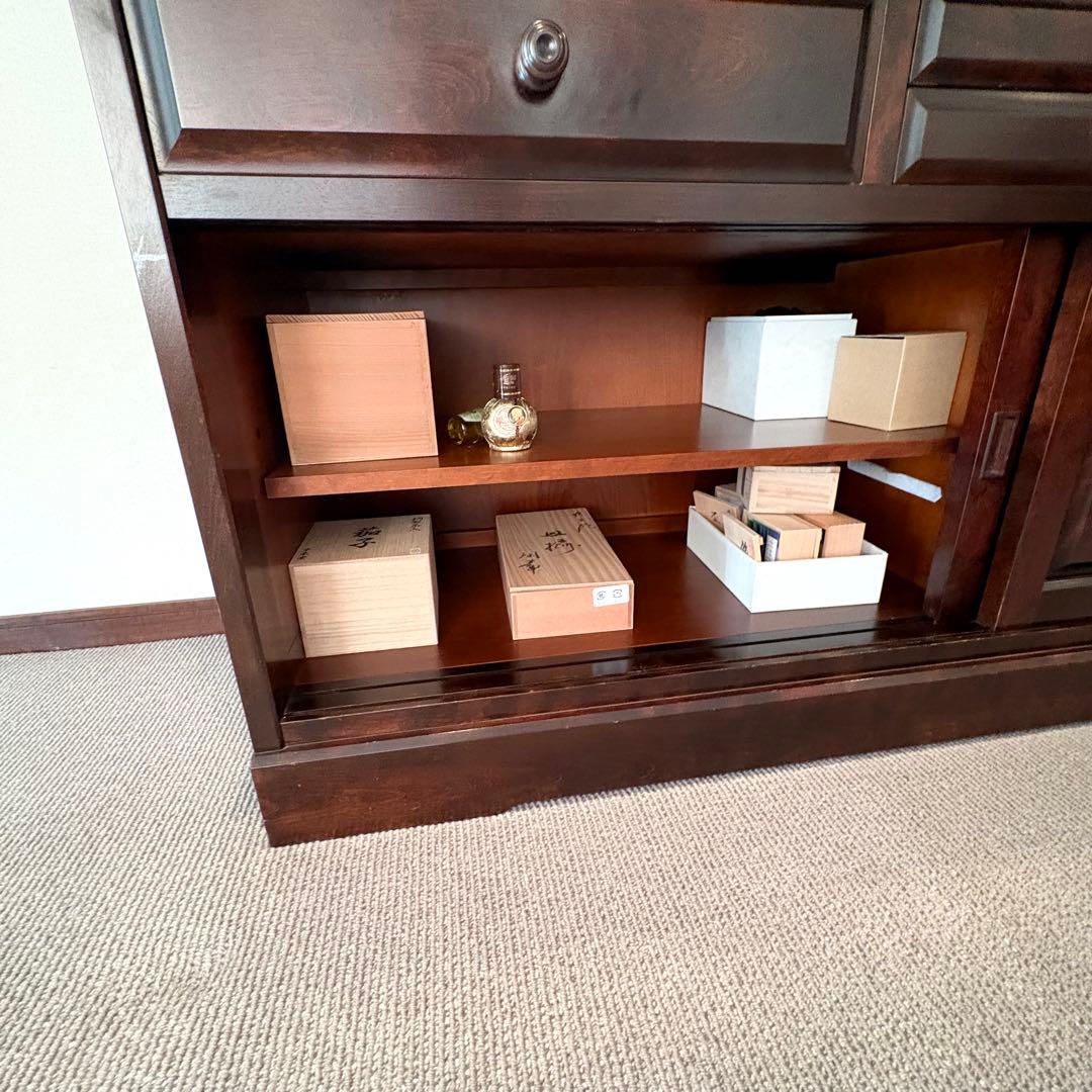 北海道民芸家具 食器棚 飛騨産業 アンティーク レトロ キッチンカウンター 茶