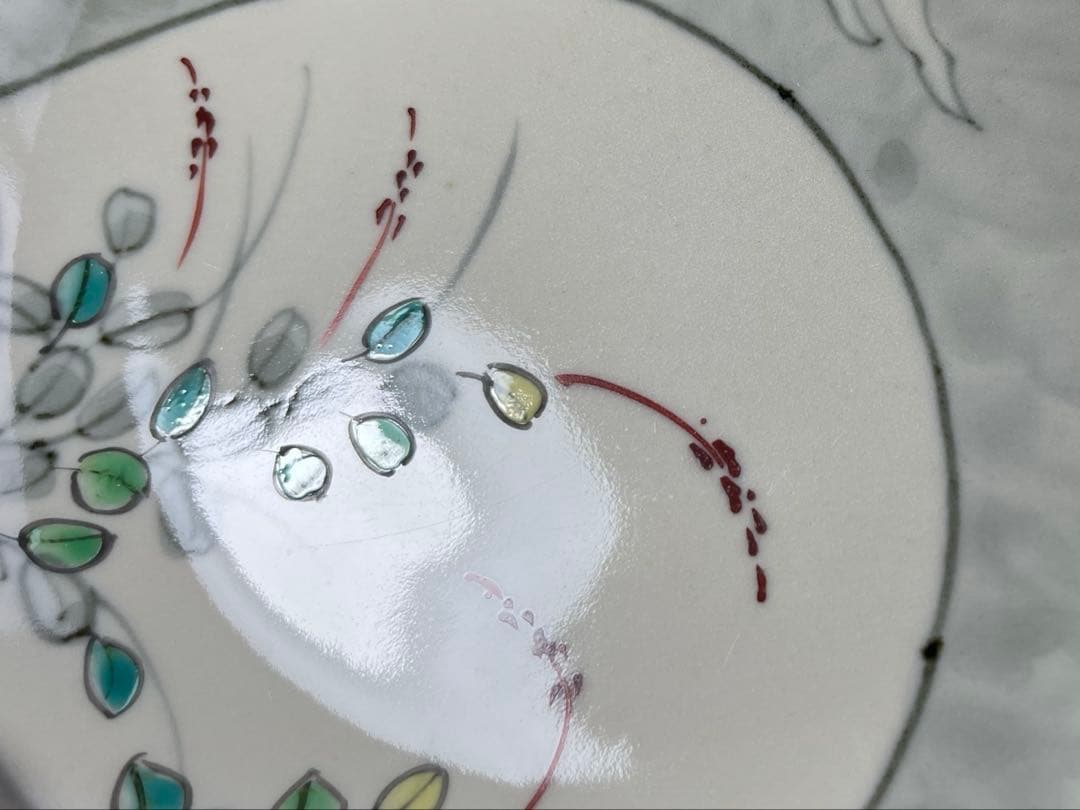 伊万里焼　文祥作　染錦うさぎ絵　 6.5寸皿　5枚