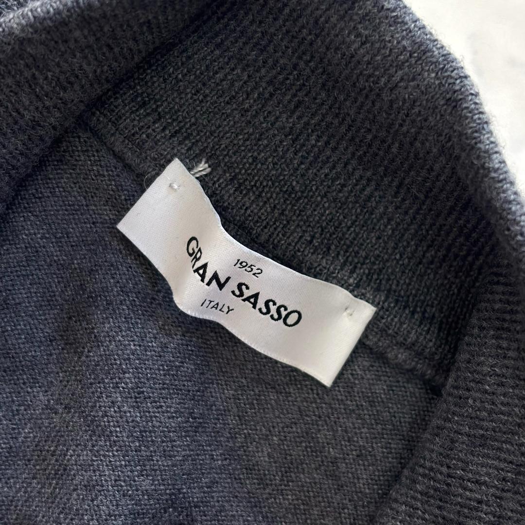 美品 グランサッソ ドライバーズニット カーディガン グレー 46 tz6