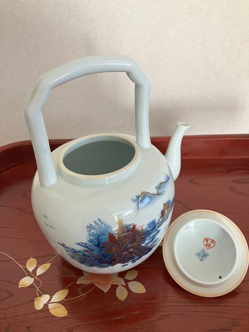 [有田焼]急須と蓋付き湯呑み　萬(山水)