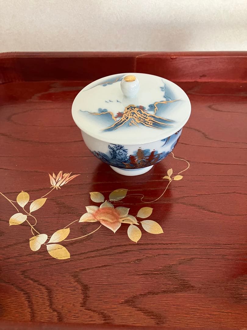 [有田焼]急須と蓋付き湯呑み　萬(山水)