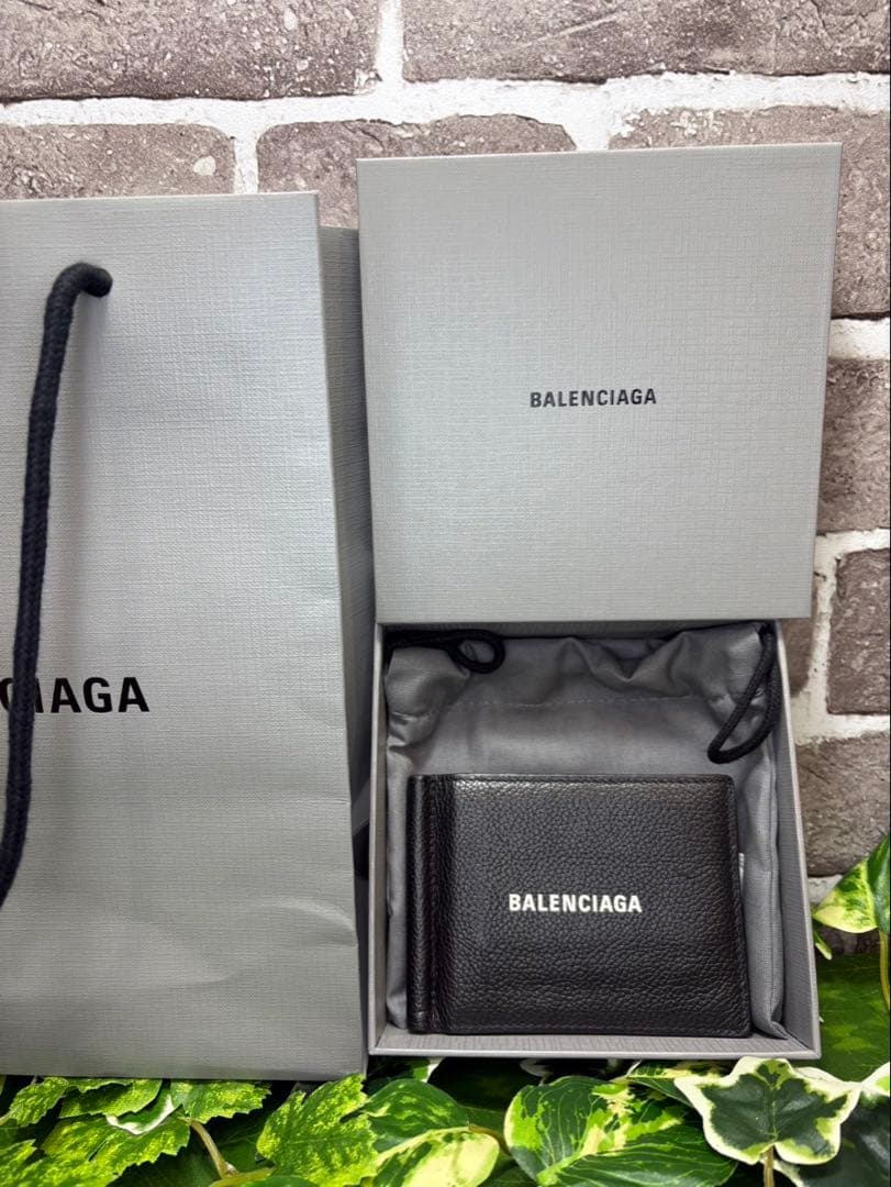 BALENCIAGA ブラックレザー マネークリップ