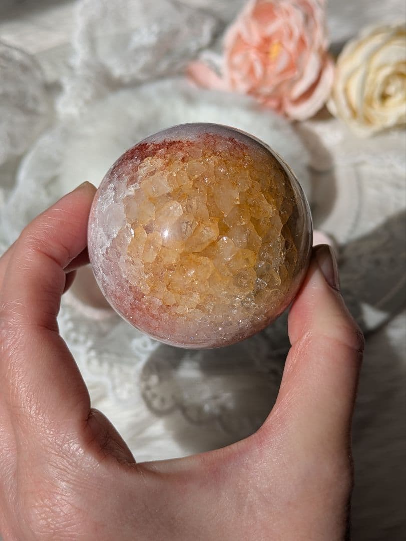 ♡ピンクアメジスト✕シトリン♡　スフィア　レア品　赤