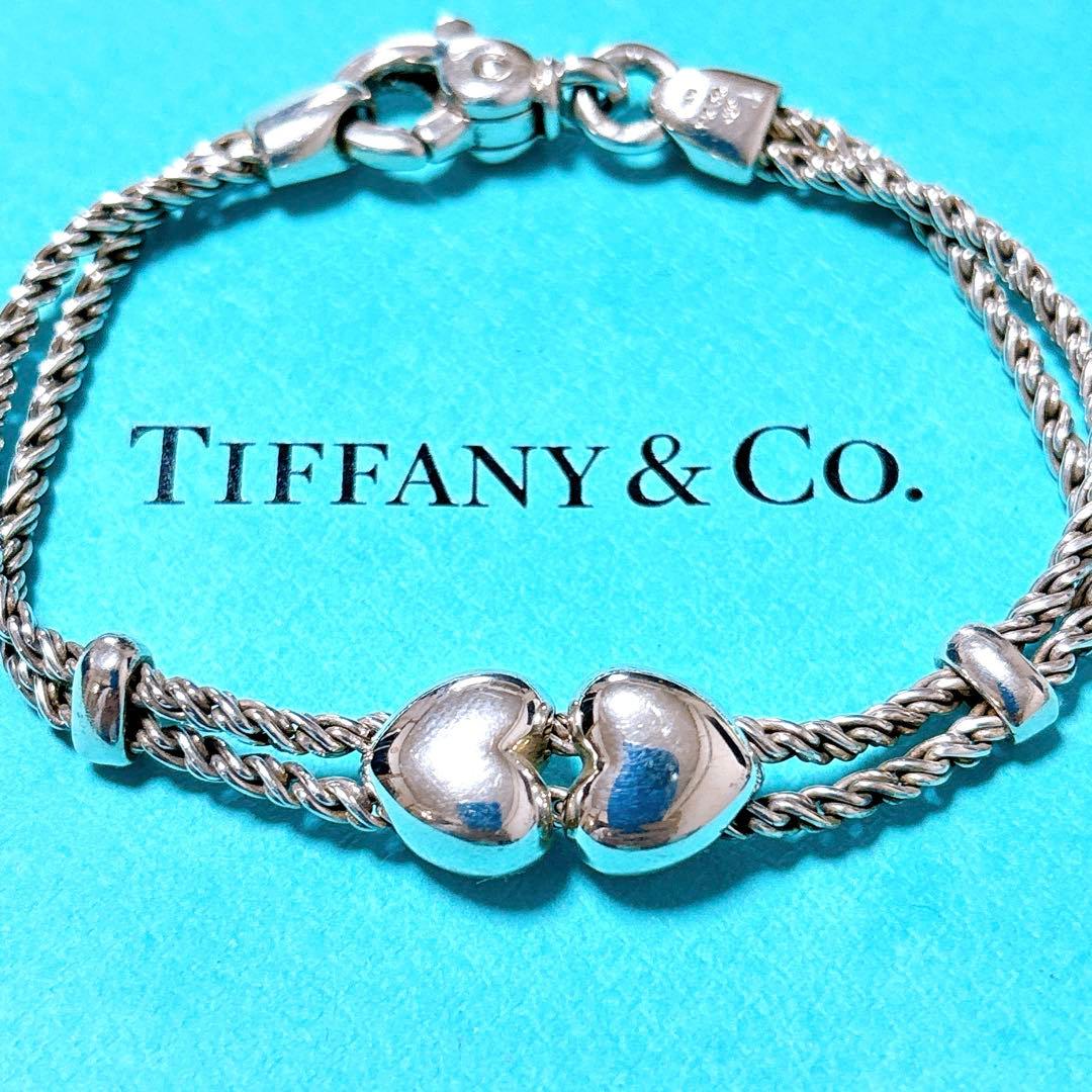 【美品】19.2cm ティファニー ダブルロープ ハート ブレスレット 925