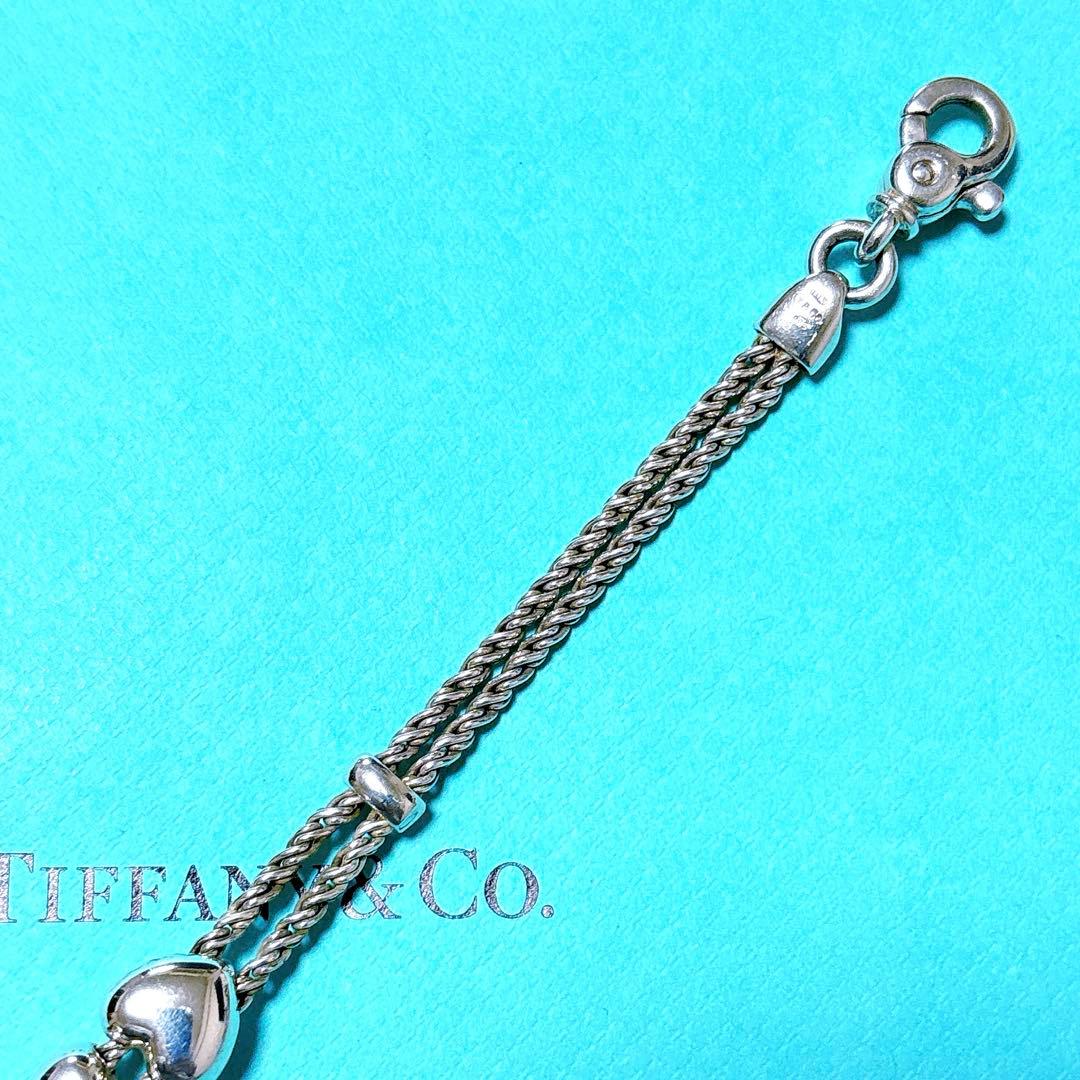 【美品】19.2cm ティファニー ダブルロープ ハート ブレスレット 925