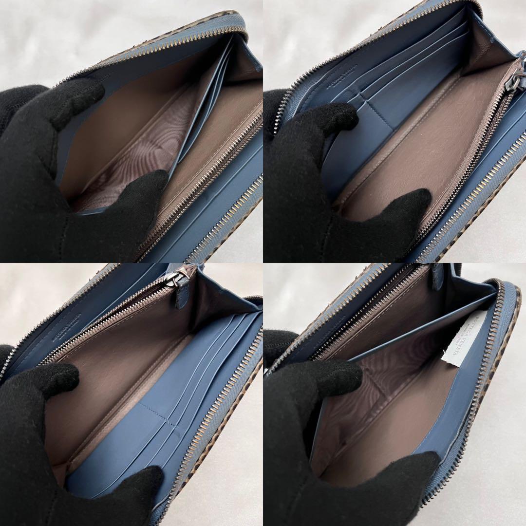 ◇レア極美品◇ボッテガヴェネタ　長財布　オールパイソン　ラウンドジップ　カーキ