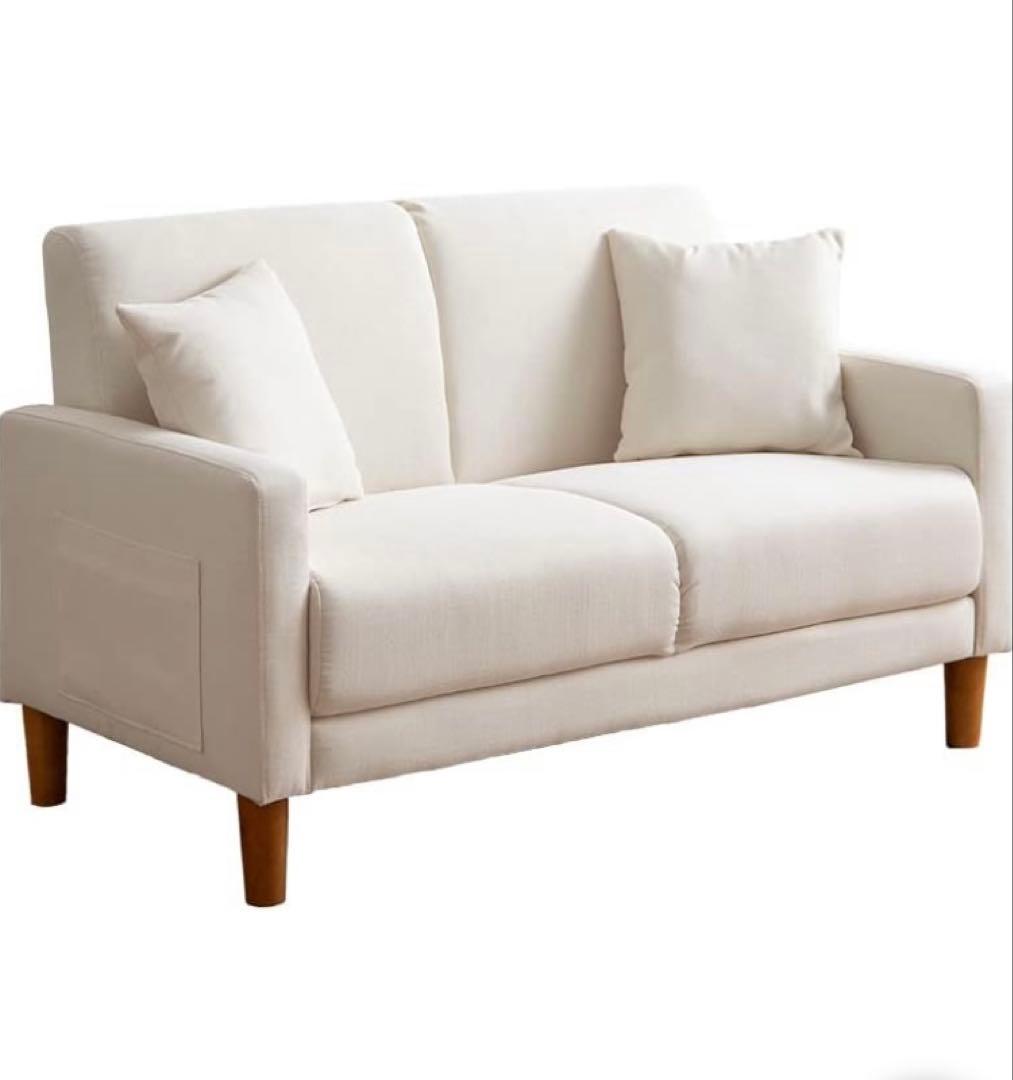 [女性オーナー]ホワイトファブリック 2人掛けソファ　ジャパンディ