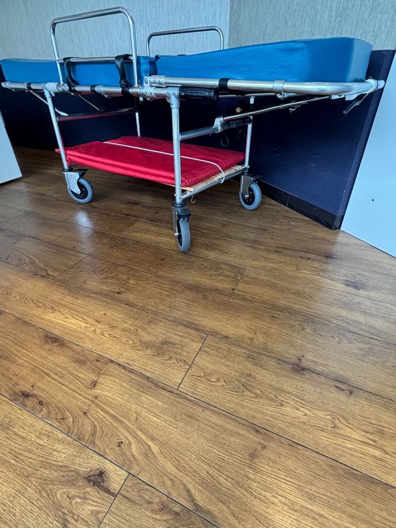 お得！松永製作所　ストレッチャー 青クッション　スライダー付き　取説付き