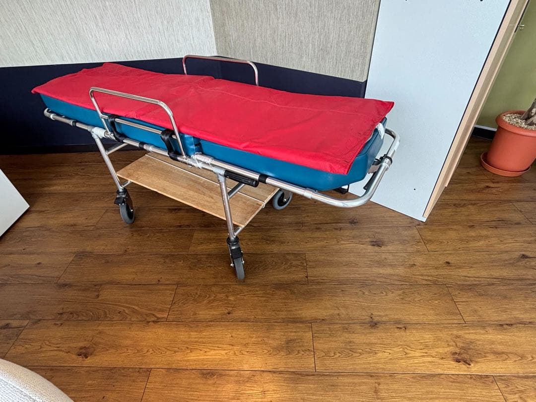 お得！松永製作所　ストレッチャー 青クッション　スライダー付き　取説付き