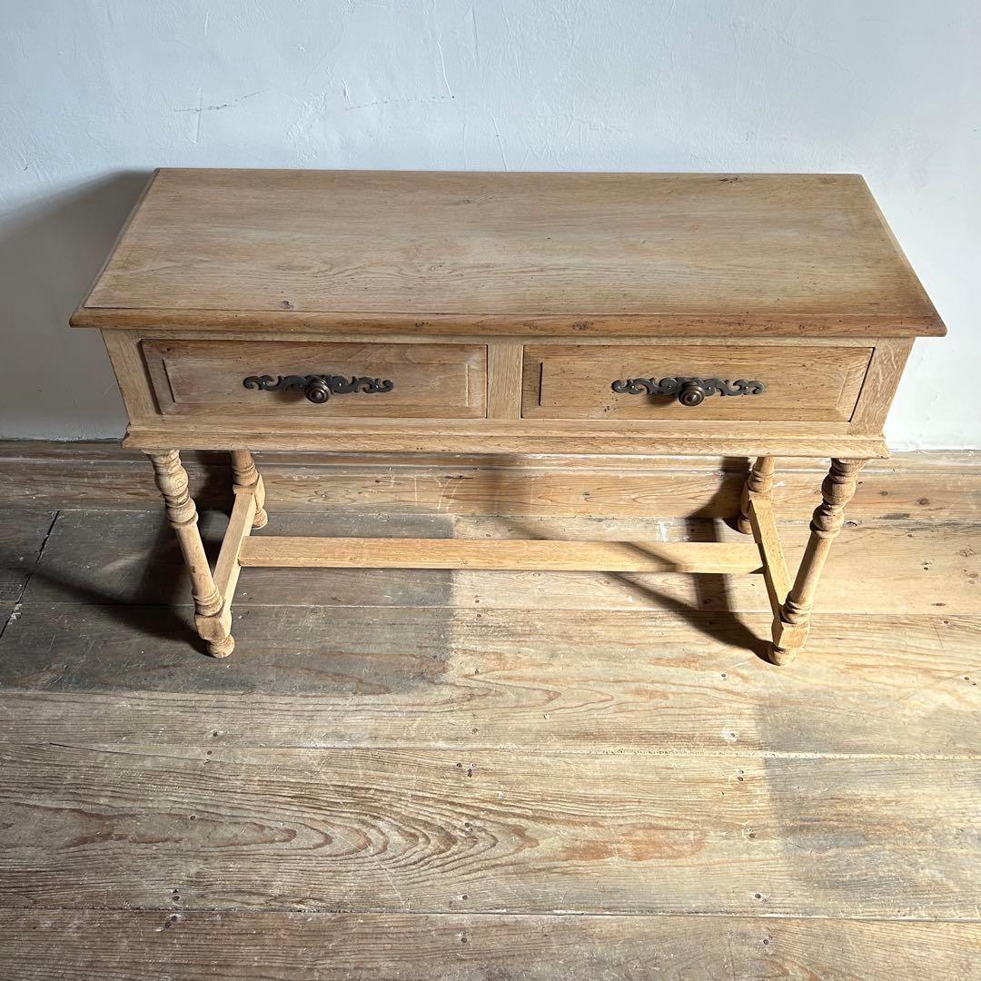 フランス アンティーク サイドテーブル 引き出し2杯　木製 コンソール　剥離